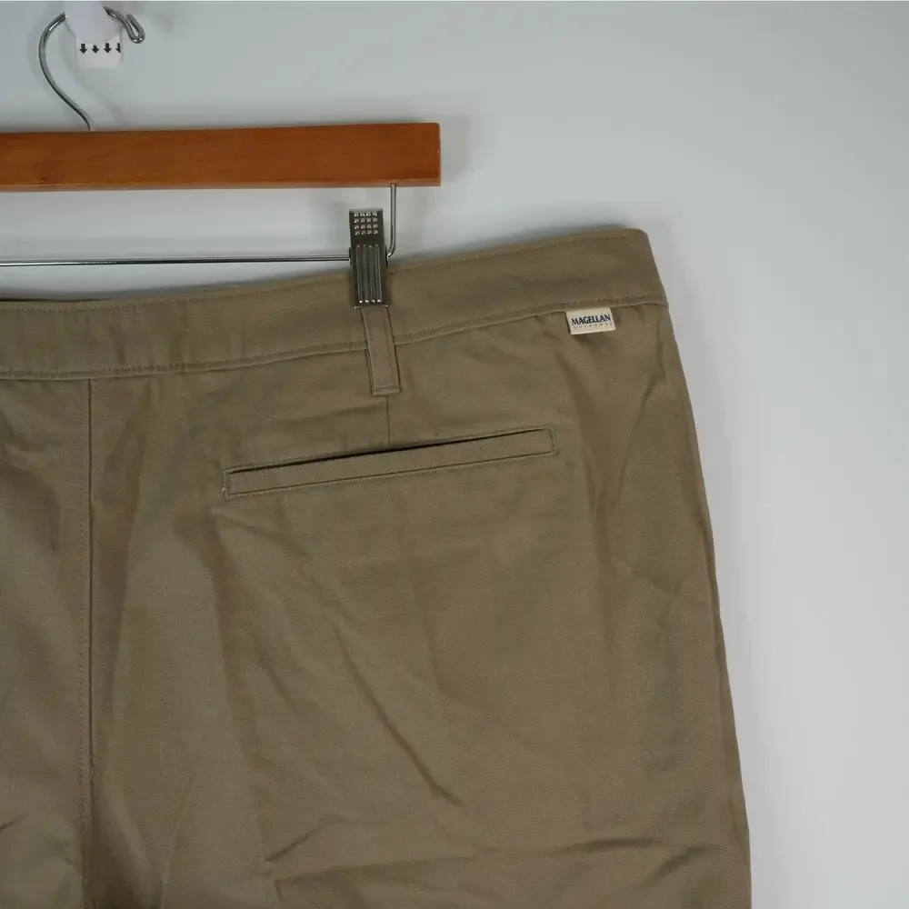 Magellan Outdoors Chino Pants Mens 42X30 Flat Front‎ Heritage Brown New